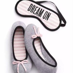 NEW Victoria's Secret Sweater Knit Ballet Slippers with Sleep Eye Beauty Mask